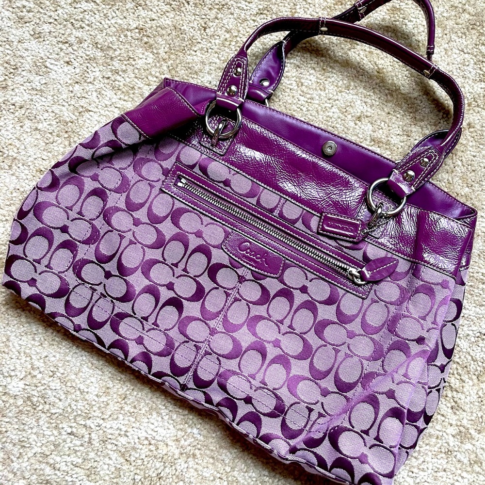Coach Penelope Signature Purple Tote